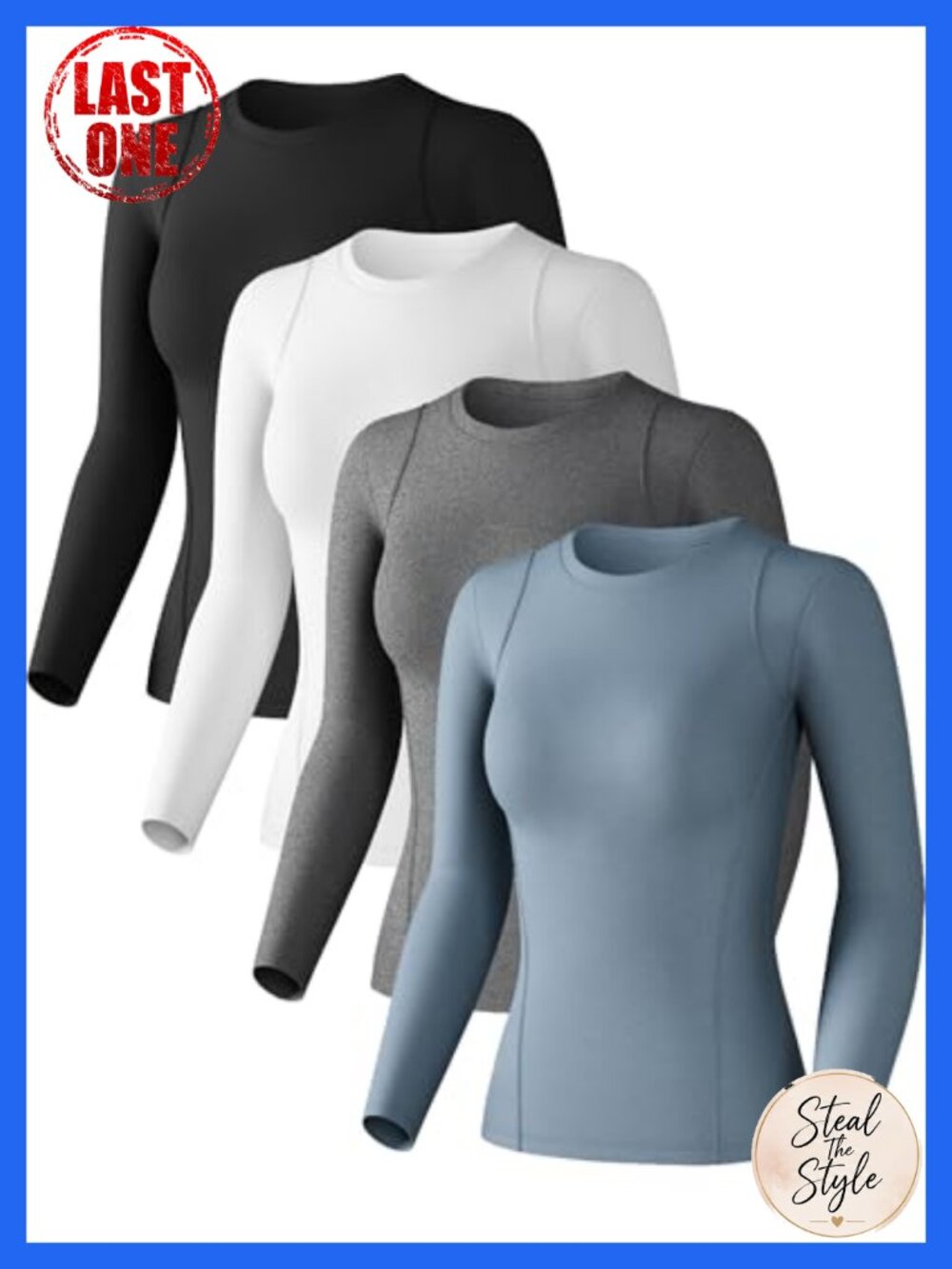 Women's Long Sleeve Compression Workout Shirt Four-Way Stretch Athletic T-Shirt